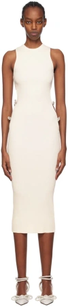 Mach&mach White Crystal-cut Midi Dress In Ivory