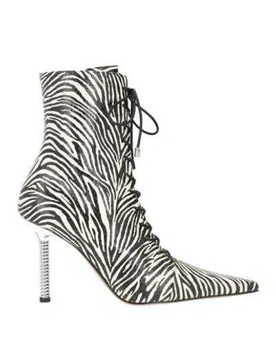 Mach&mach Mach & Mach Woman Ankle Boots White Size 8 Leather In Multi