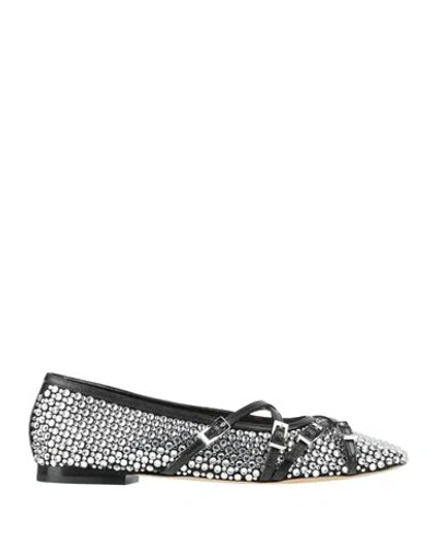 Mach&mach Mach & Mach Woman Ballet Flats Black Size 8 Leather, Textile Fibers