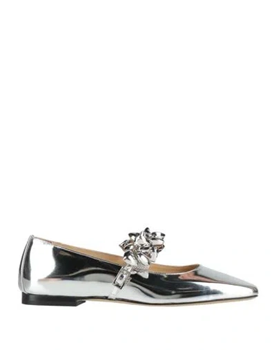 Mach&mach Mach & Mach Woman Ballet Flats Silver Size 8 Leather In Metallic