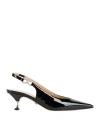 Mach&mach Black Leather Crystal Bow Pumps In Black