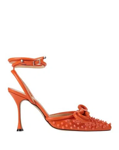 Mach&mach Mach & Mach Woman Pumps Orange Size 8 Leather