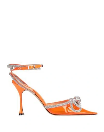 Mach&mach Mach & Mach Woman Pumps Orange Size 8 Leather, Pvc - Polyvinyl Chloride In Pattern