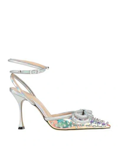 Mach&mach Mach & Mach Woman Pumps Silver Size 8 Leather, Synthetic Material In White