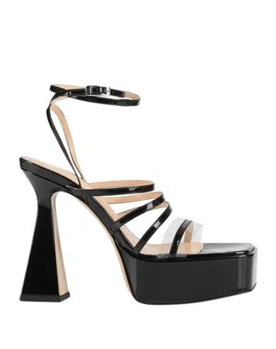 Mach&mach Mach & Mach Woman Sandals Black Size 7.5 Soft Leather, Plastic