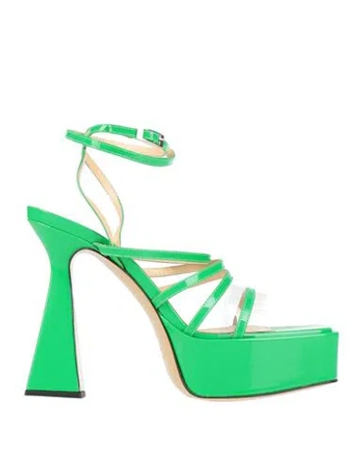 Mach&mach Mach & Mach Woman Sandals Green Size 7 Soft Leather, Plastic