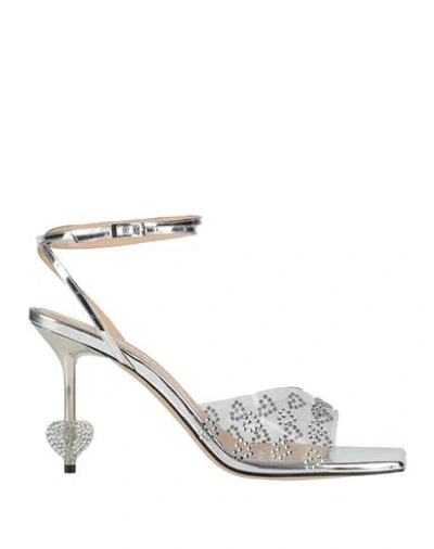 Mach&mach Mach & Mach Woman Sandals Silver Size 8 Leather, Pvc - Polyvinyl Chloride In Multi
