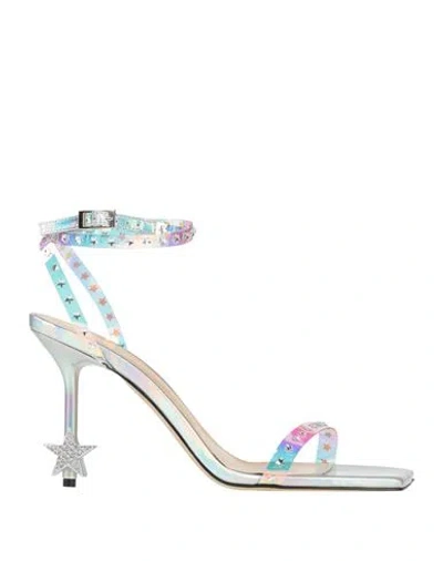 Mach&mach Mach & Mach Woman Sandals Silver Size 8 Leather, Pvc - Polyvinyl Chloride In Multi