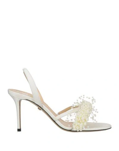 Mach&mach Mach & Mach Woman Sandals White Size 7.5 Leather, Textile Fibers