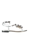 Mach&mach Mach & Mach Woman Thong Sandal Silver Size 8 Leather In Silver