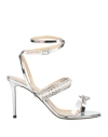 Mach&mach Mach & Mach Woman Thong Sandal Silver Size 8 Leather, Plastic