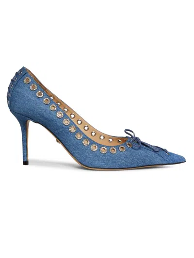 Mach&mach Women's 85mm Eyelet Denim Pumps In Blue