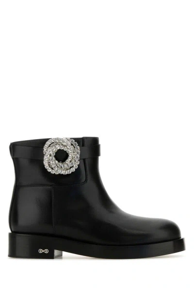 MACH&MACH MACH&MACH WOMEN BLACK LEATHER GALAXY ANKLE BOOTS