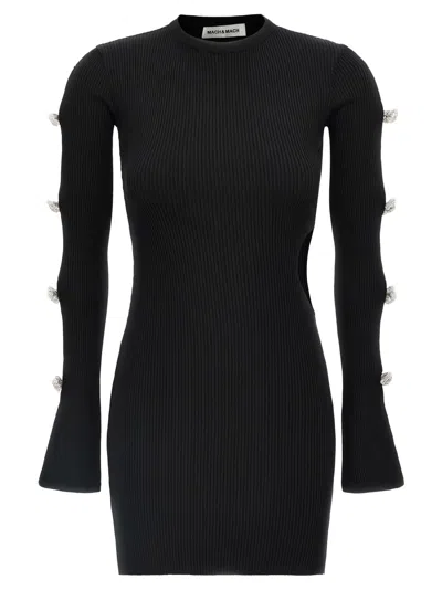 Mach&mach Women's Cut-out Crystal Bow Dress In Black