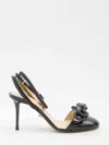 Mach&mach Double Bow Strass Ankle-strap Pumps In Black