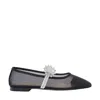 Mach&mach Black Lotus Flower Mesh Ballerina Flats
