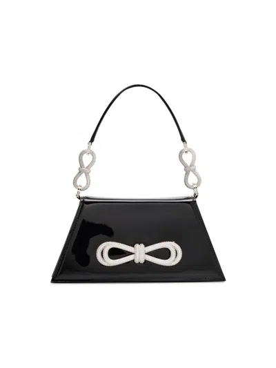 Mach&mach Women's Samantha Double Bow Patent Leather Shoulder Bag In Black