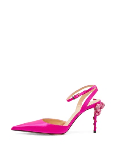 Pre-owned Mach&mach Wonder Tulip Ankle-strap Heeled Pumps In Pink