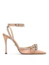 Mach&mach 110mm Double Bow Crystal-embellished Satin Pumps In Pink