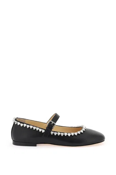 Mach E Mach Audrey Ballet Flats With Heart-shaped Crystals In Black