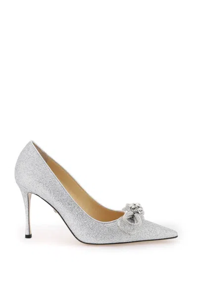 Mach E Mach Glittered Pumps With Crystals In Argento