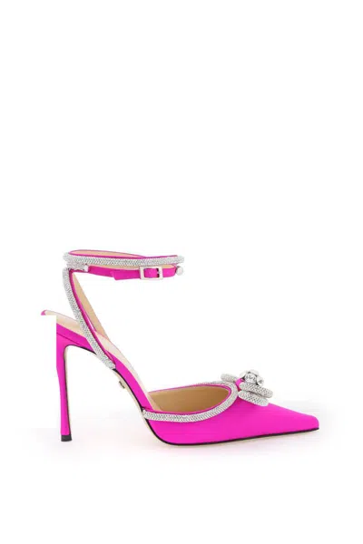 Mach E Mach Satin Pumps With Crystals In Fuxia