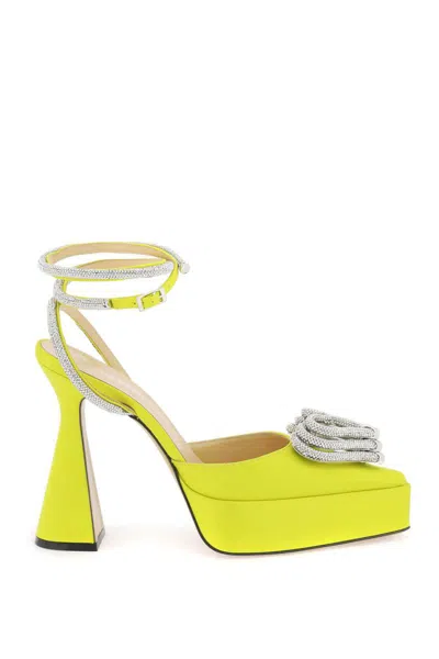 Mach E Mach Satin Pumps With Crystals In Giallo