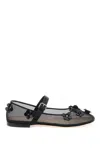 Mach E Mach Ballerine Sequin Flower In Mesh In Nero