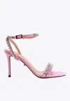Mach&mach Audrey 95 Crystal Heart Satin Sandals In Pink