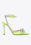 Mach&mach 110 Crystal-embellished Double Bow Pumps In Lime