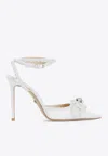 Mach&mach 110 Pearl-embellished Double Bow Pumps In White