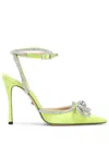 Mach&mach Double Bow Crystal Pumps In Yellow
