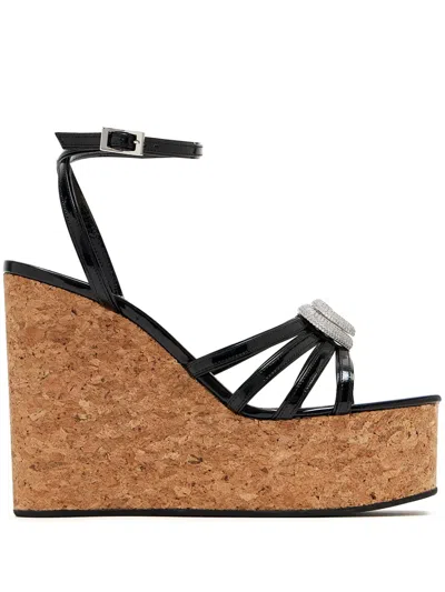 MACH&MACH 120MM DOUBLE-EMBELLISHED HEART SANDALS