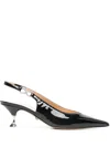 Mach&mach Crystal Bow Pointed Toe Slingback In Black