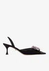 MACH&MACH 70 CRYSTAL EMBELLISHED SLINGBACK MESH PUMPS