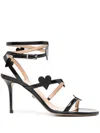 Mach&mach Heart Embellished Open Toe Sandals In Black