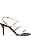 Mach&mach Sirene Pearly Stud Satin Strappy Sandals In Black