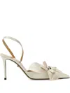 Mach&mach White Satin Orchid Pumps In White