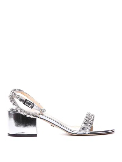 Mach & Mach Audrey Crystal Pump Sandals In Silver