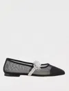 Mach&mach Black Lotus Flower Mesh Ballerina Flats In Black