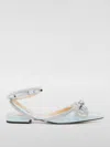 Mach&mach Double Bow Satin Flat Pumps In Blue