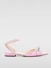Mach&mach Double Bow Crystal-embellished Satin Point-toe Flats In Pink