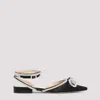 Mach&mach Double Bow Crystal-embellished Satin Point-toe Flats In Black