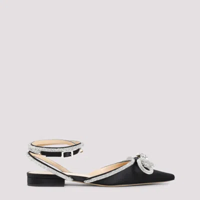 MACH&MACH BLACK BOW ANKLE STRAP SANDALS