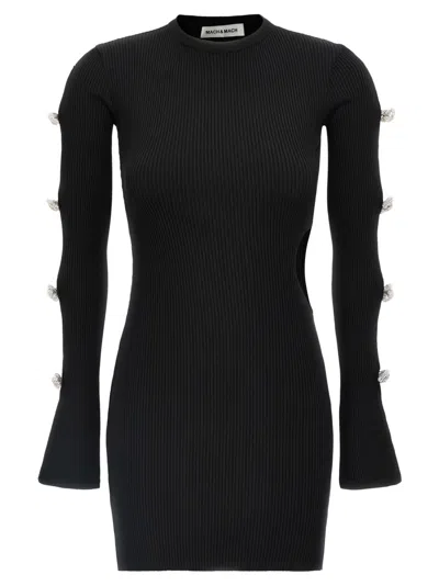 MACH&MACH BLACK CUT-OUT CRYSTAL BOW DRESS
