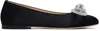 Mach&mach Black Double Bow 10 Ballerina Flats In Black