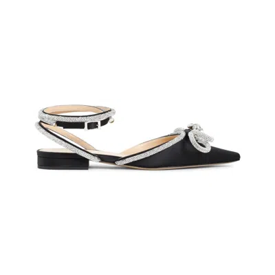 Mach&mach Black Double Bow Silk Ballerinas