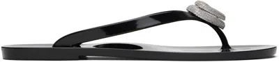 MACH&MACH BLACK DOUBLE HEART FLIP-FLOPS