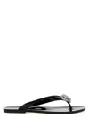 Mach&mach Mach & Mach Black Rubber Double Heart Thong Flip Flops In Black