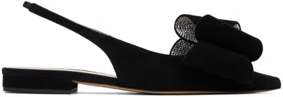 MACH&MACH BLACK 'LE CADEAU' SLINGBACK SLIPPERS